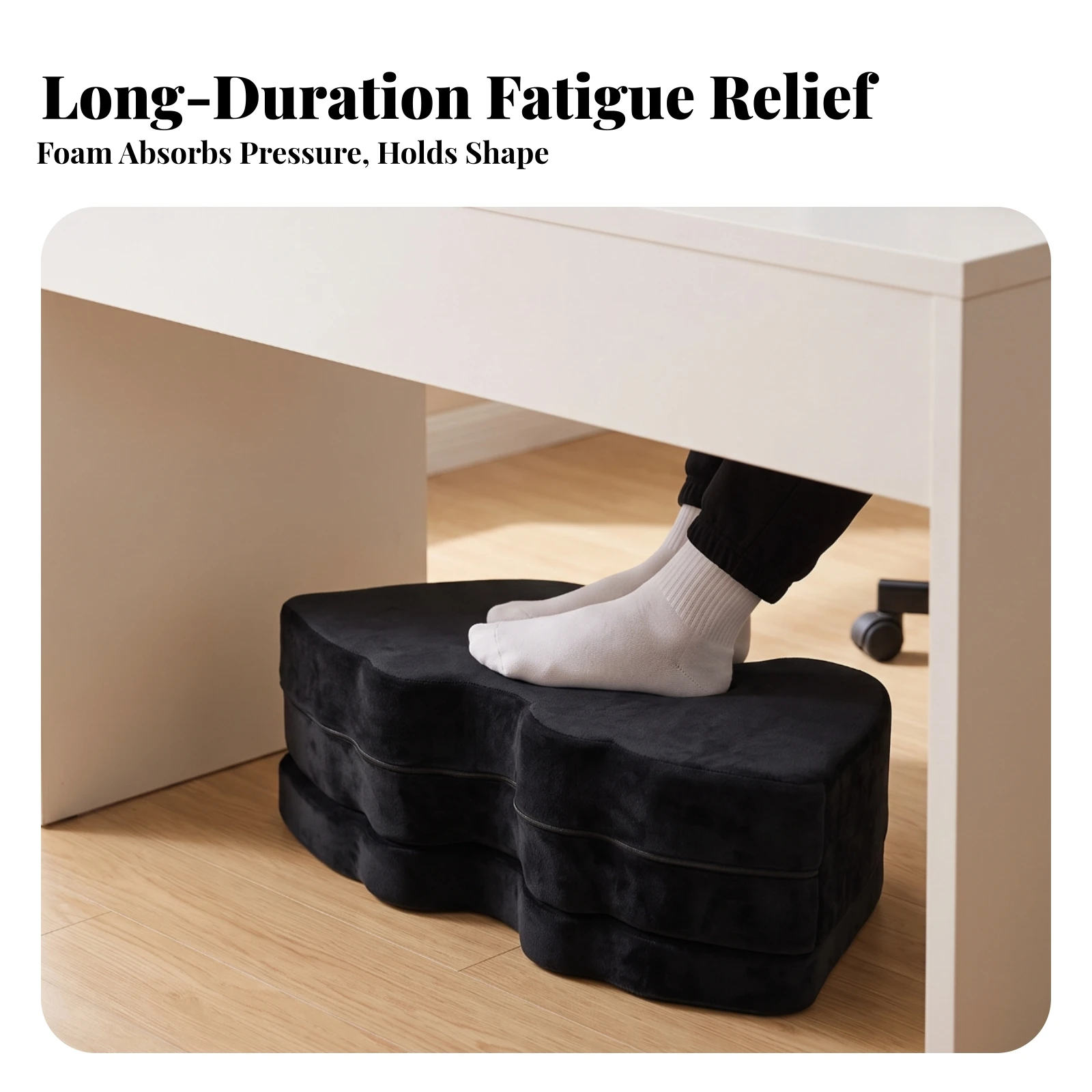 Footrest Under Desk - 高さ調節可能なフットレストクッション、デスク下用多層フットレスト、人間工学に基づいたフットクッション、サポート力のあるレッグレスト、ソフトな質感