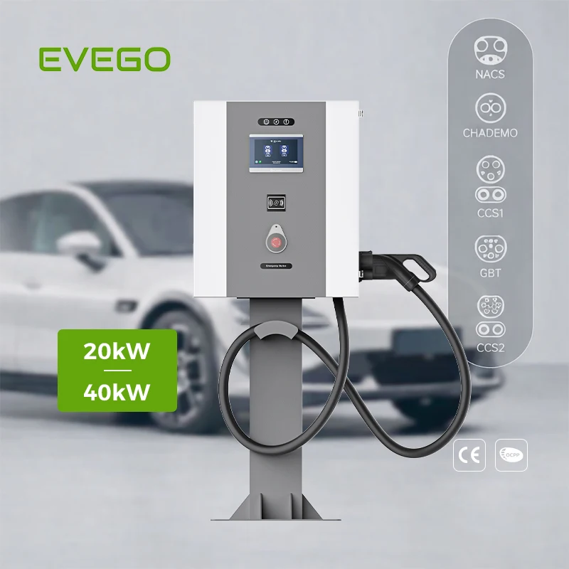 EVEGO 40kW CCS2 GB/T DC EV Charger Single Gun Electric Vehicle Charging Station IP54 Protection 2-Year Warranty With POS Machine