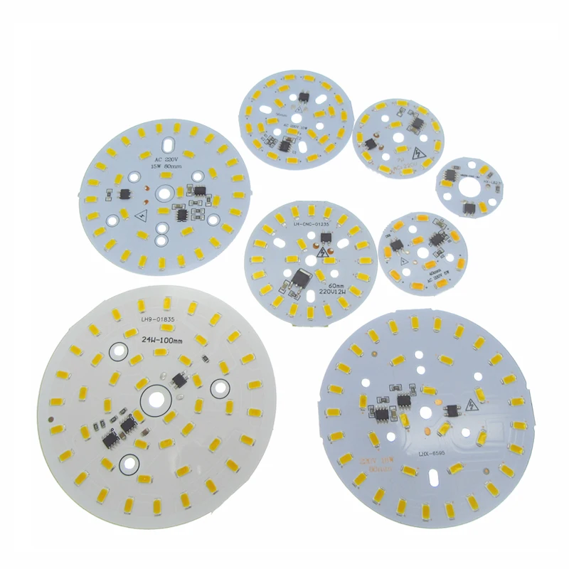 220v SMD 5730 aluminum led pcb 2W 3w 5w  6W 7w 10w 12w 15w 18w 24w integrated driver lamp plate White/ Warm White For LED Bulb