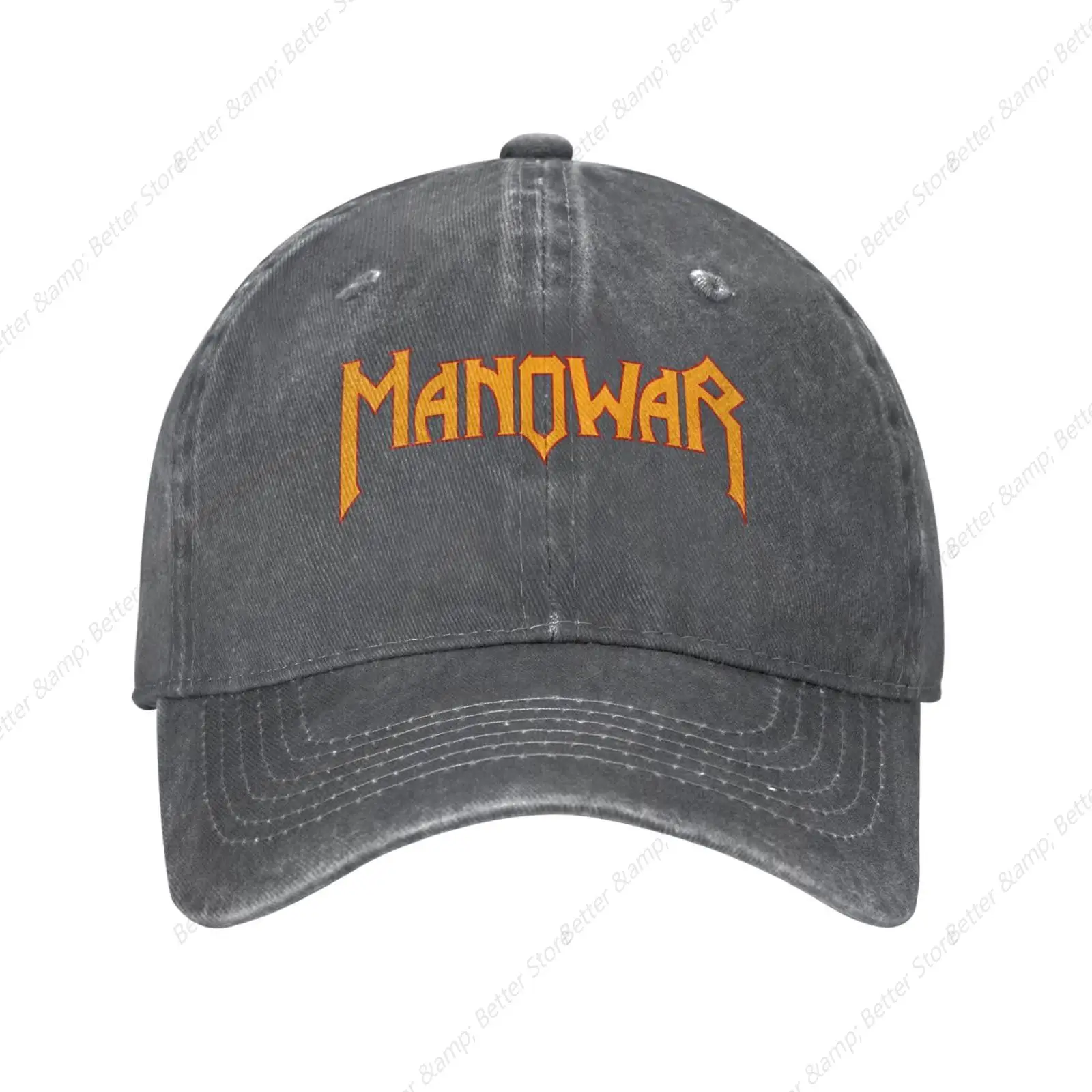 Vintage Denim Washed Baseball Cap Manowars Band Jeans Hats Adjustable Trucker Hat for Men Women Caps