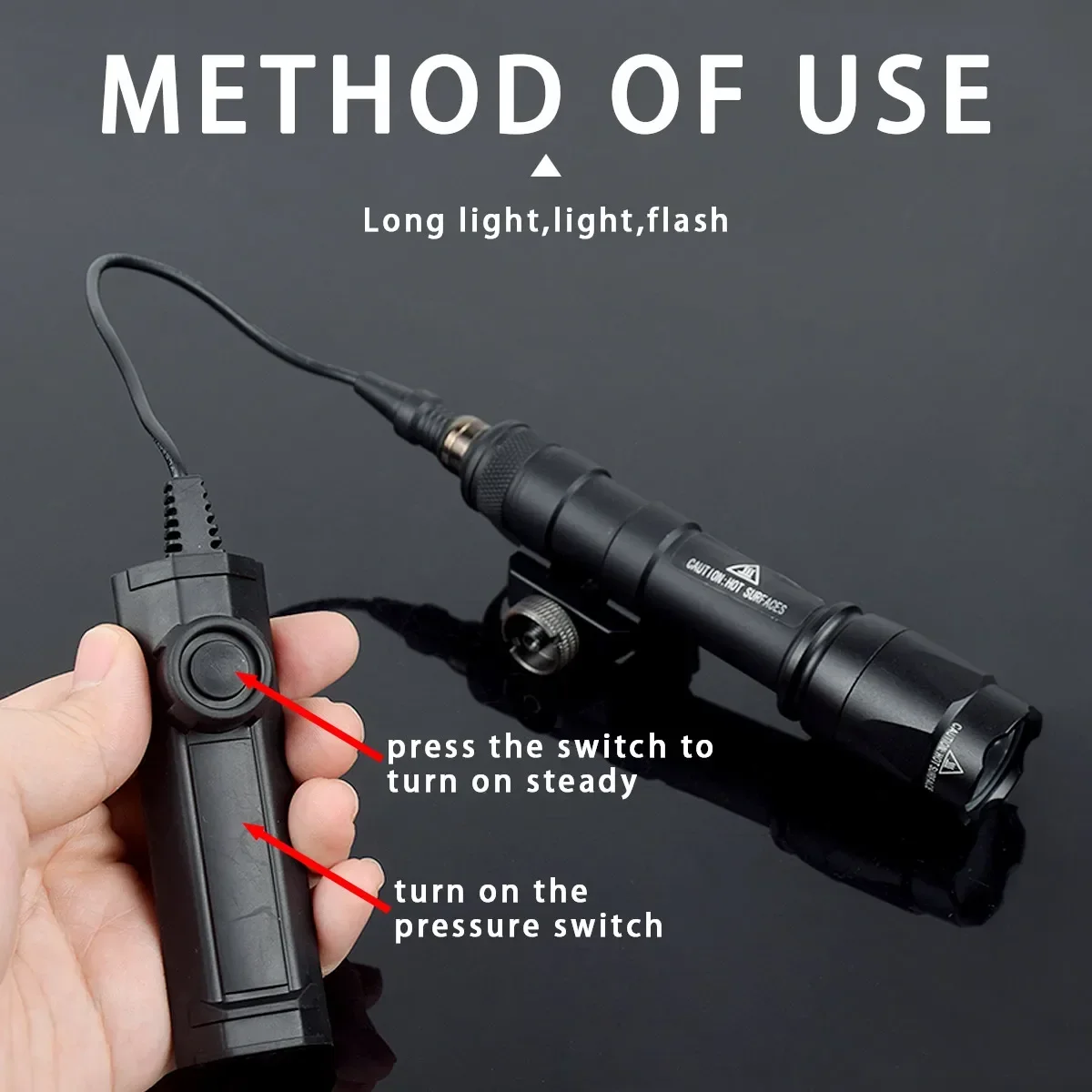 전술 스카우트 라이트 SureFire 듀얼 압력 스위치, 에어소프트 AR15 소총 사냥 무기 손전등, LED SF 총 램프, M600, M300, M600C