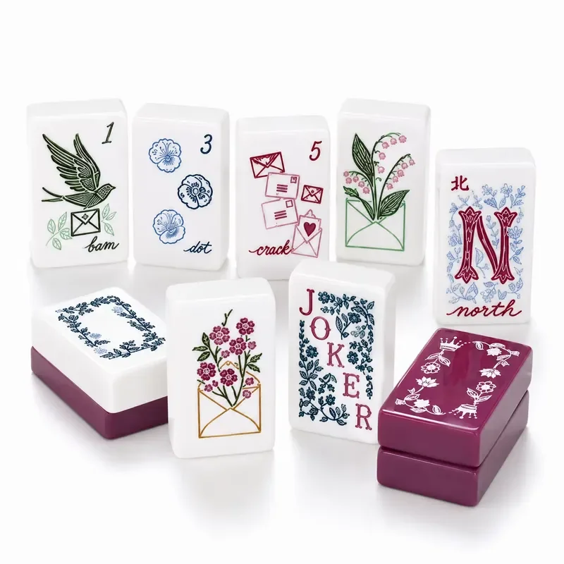 Elegant Chinese Mahjong Tiles Gift Box Set Classic Vintage Floral Design Perfect for Parties