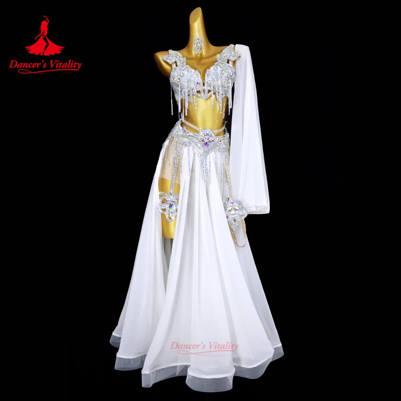 Belly Dance Set Customized Senior AB Stones Bra+chiffon Long Skirt 2pcs Oriental Dance Competition Clothing Dancer's Vitality