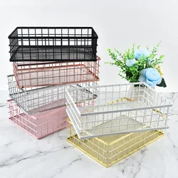 Nordic Iron Square Storage Basket Desktop Storage Basket Office Storage Basket Storage Box Container for Home Organization