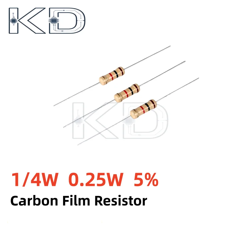 100PCS 1/4W 0.25W 5% Carbon Film Resistor CFR Wire Wound Resistor Fuse Winding Resistance 0.1R 0.47 0.51 10 22 33 47 220 330 470