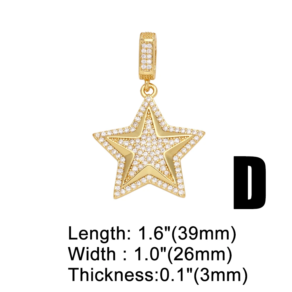 OCESRIO White Crystal Big Heart Pendant for Necklaces Copper Gold Plated Big Star Jewelry Making Supplies Wholesale pdtb604