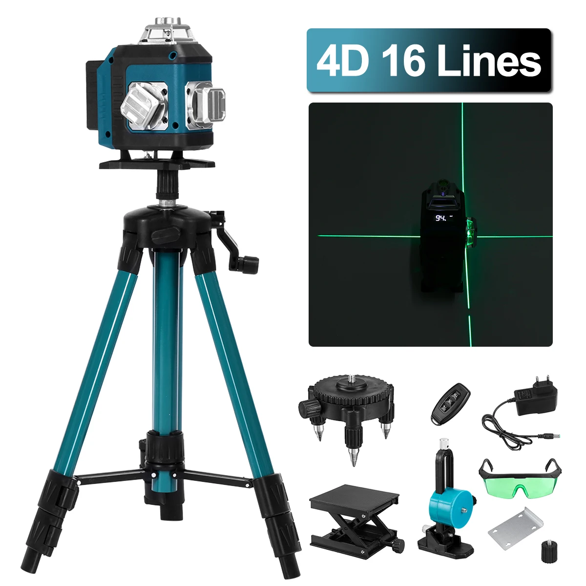16 เส้น 4D ระดับเลเซอร์เส้นสีเขียว Self-Leveling 360 แนวนอนและแนวตั้ง Super เลเซอร์ที่มีประสิทธิภาพ