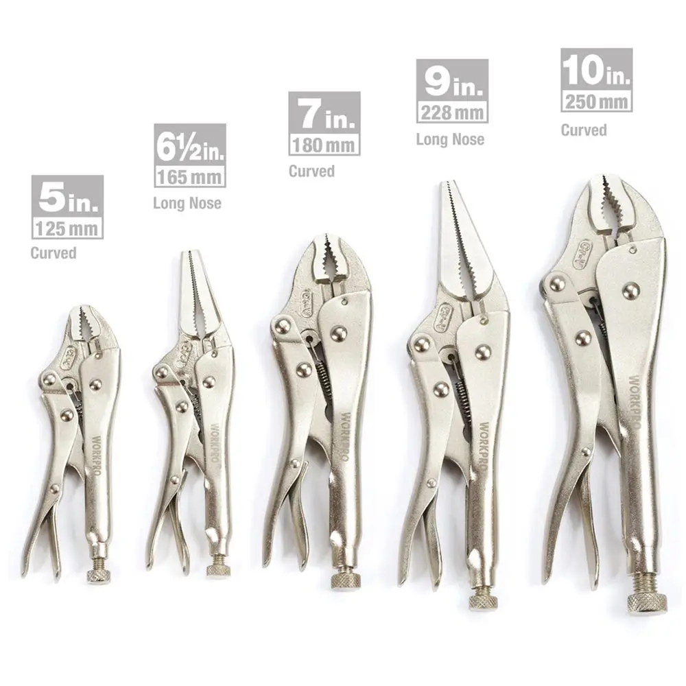 Locking Pliers Set CRV Lock Pliers Curved Jaw Pliers Straight Long Nose C Clamp Locking Clamp Multi-function Welding Tools