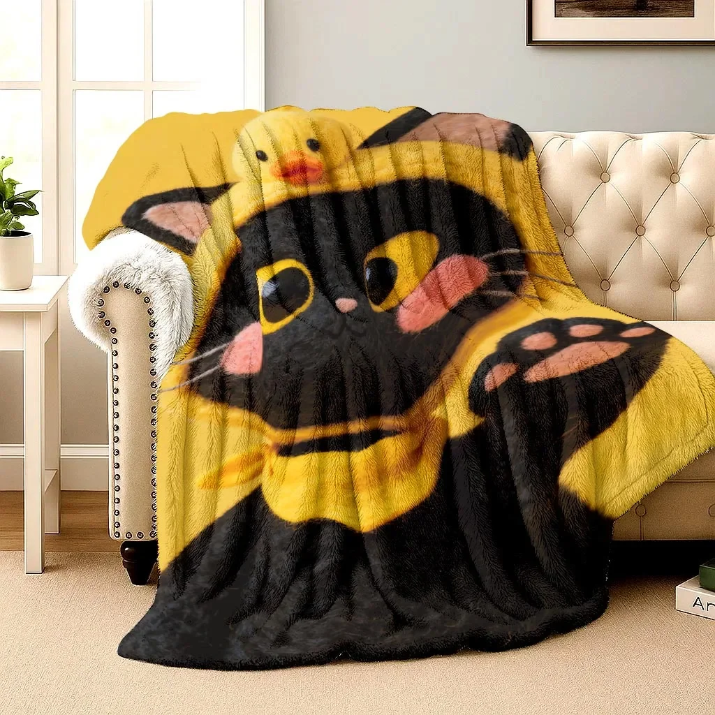 Giant Cute Cartoon Cat Face Fluffy Plush Blanket Throw for Sofa Couch Living Room Decoration 150x230cm