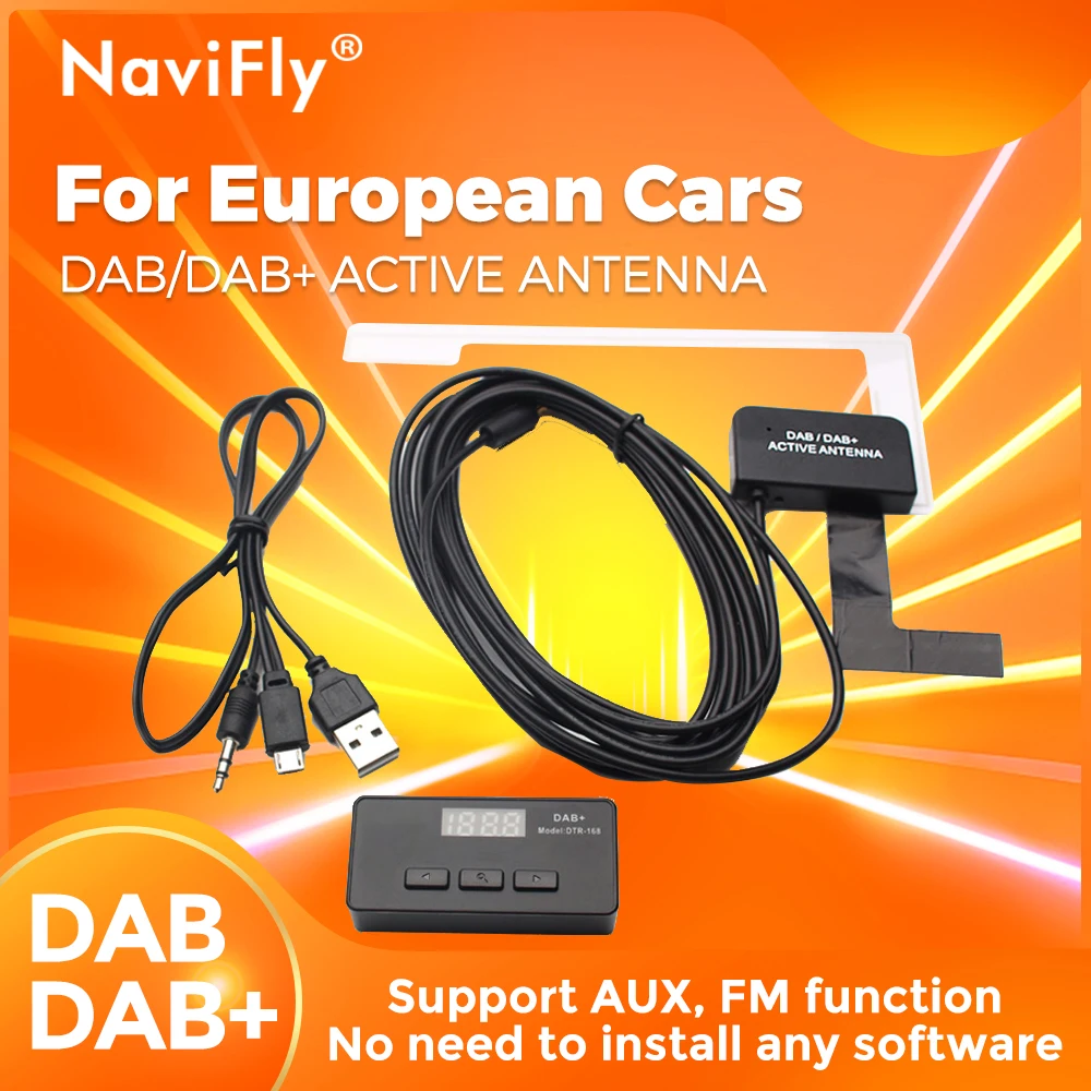 Navifly DAB+ anténa s USB adaptér pro evropský Android auto rádio type-c / mcx anténa rozhraní navigace all-in-one zařízení