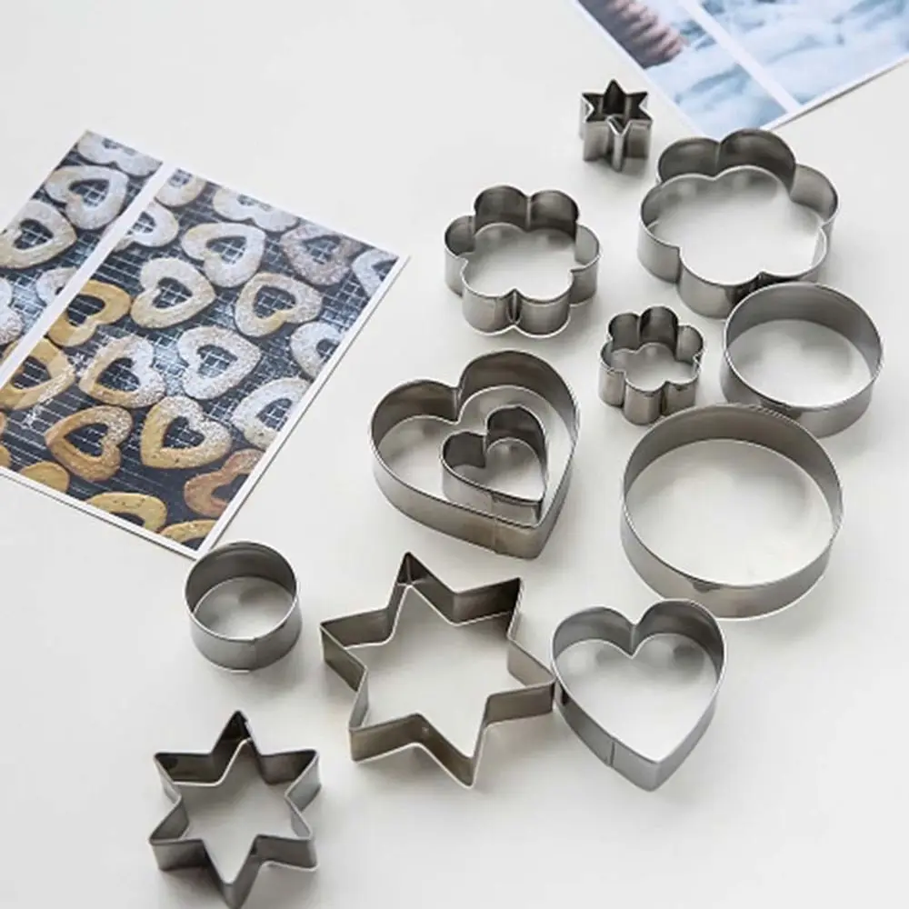 5 Pcs/set Stainless Steel Fondant Cake Baking Mold Heart Flower Star Shape Omelette Mold Cookie Biscuit Cutter Decorating Moulds