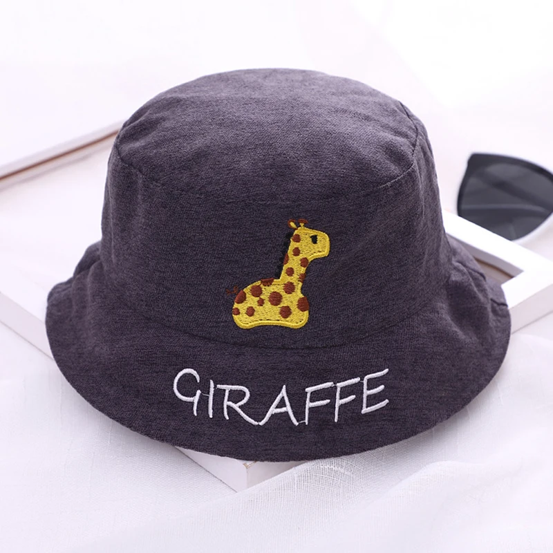 Cute Children Bucket Hat New Spring Embroidered Sun Hat Cartoon Animal Outdoor Boys Girls Summer Unisex Hat Hip Hop Baby Cap