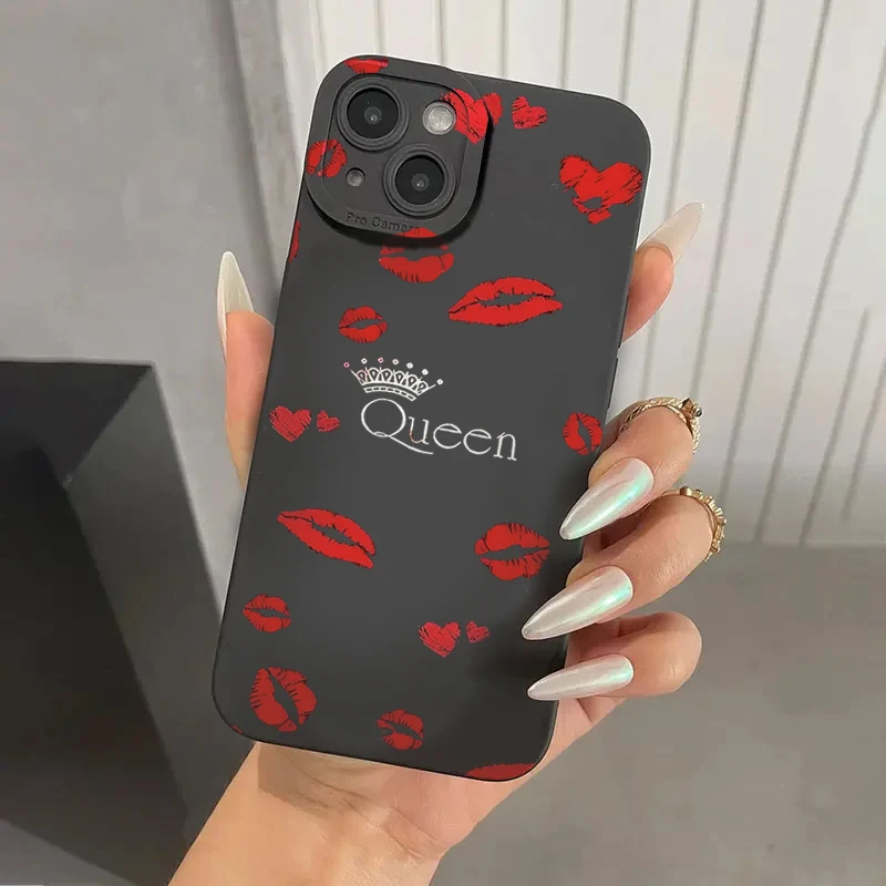 

Phone Case For Xiaomi Mi 13 12 11 Lite 5G 14 13T 12T Poco M6 X6 X5 X3 F5 F6 Pro Red Pink Lips Print Graphic Soft Silicone Cover