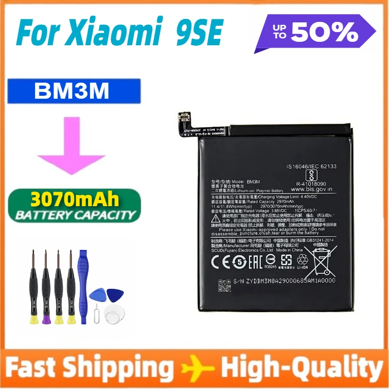

BM3M 3070mAh Battery for Xiaomi 9 Se Mi9 SE Mi 9SE BM3M High Quality Phone Replacement Batteries +Tools
