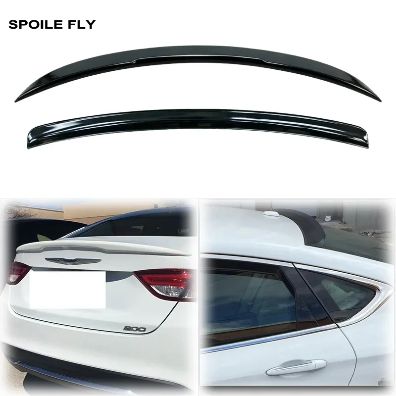 2015 2016 2017 2018 For Chrysler 200 200S Gloss Black Car Rear Trunk Mid & Roof Spoiler Wing Lip Cover By High Quality ABS