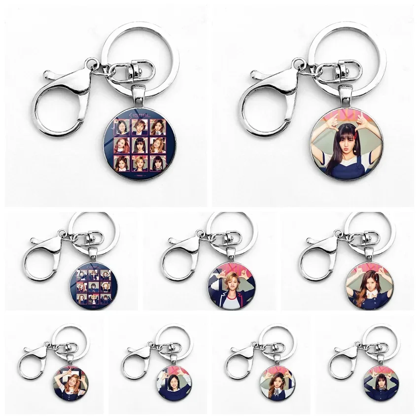 Korean Girl Group IM NAYEON Yoo JeongYeon Momo Sana Member Star Peripheral Keyring Creative Time Gem Keychain Anime Peripherals