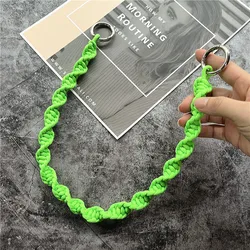 Strap for Bag Contrasting Colors Phone Lanyard Charm DIY Handmade Bag Strap Luxury Upgrade Cotton Keychain for Cell Phone Chain
