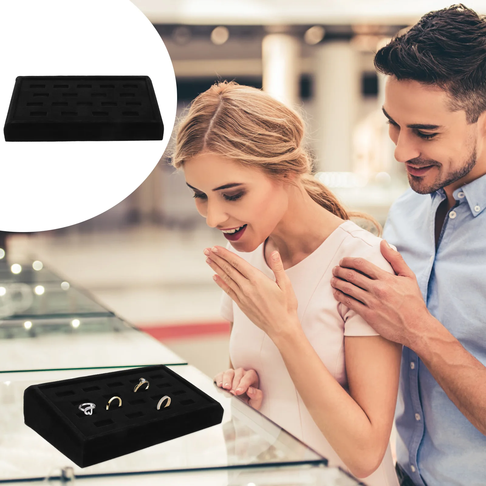 

18-отверстий органайзер для колец, лоток для демонстрации ювелирных изделий, держатель, витрина для колец, серег, ювелирный магазин, витрина, держатель для колец