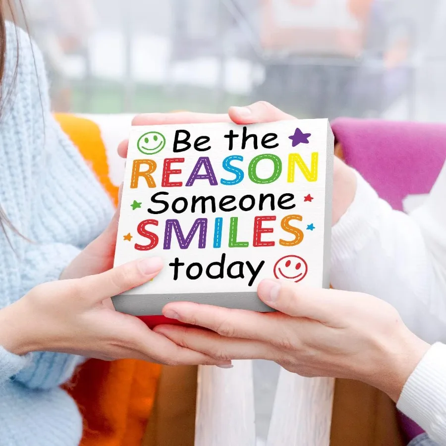 كن السبب شخص ما يبتسم اليوم علامة الخشب BlockInspiratiol صندوق خشبي علامة Motivatiol مكتب ديكور لمكتب مكعب يهتف