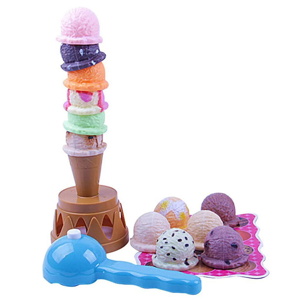 Ice Cream Cone Play Set Chocolate Base Stand Blue Shovel Interactive Educational Fun Gift for Children Room Decoration Hand Eye