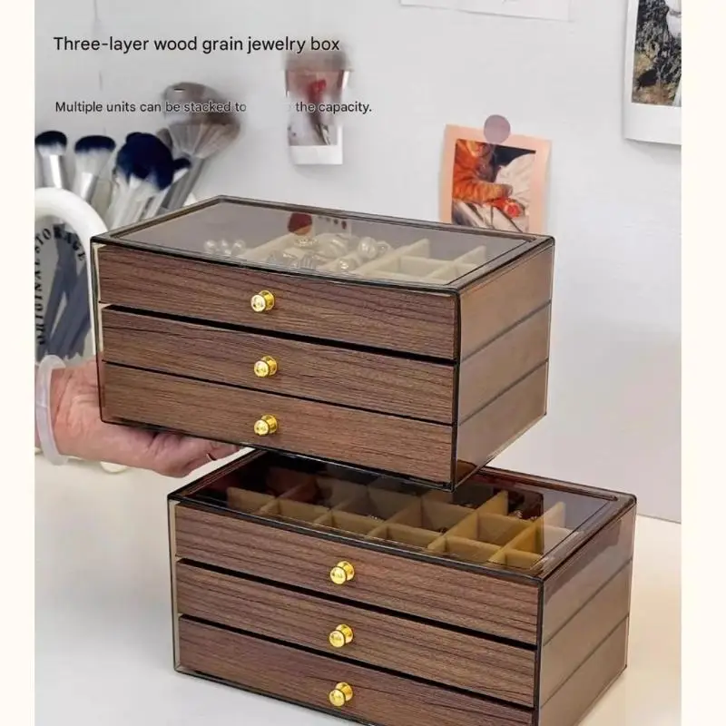 

652F Elegant Jewelry Case Portable Organizers Texture for Storaging Jewelry