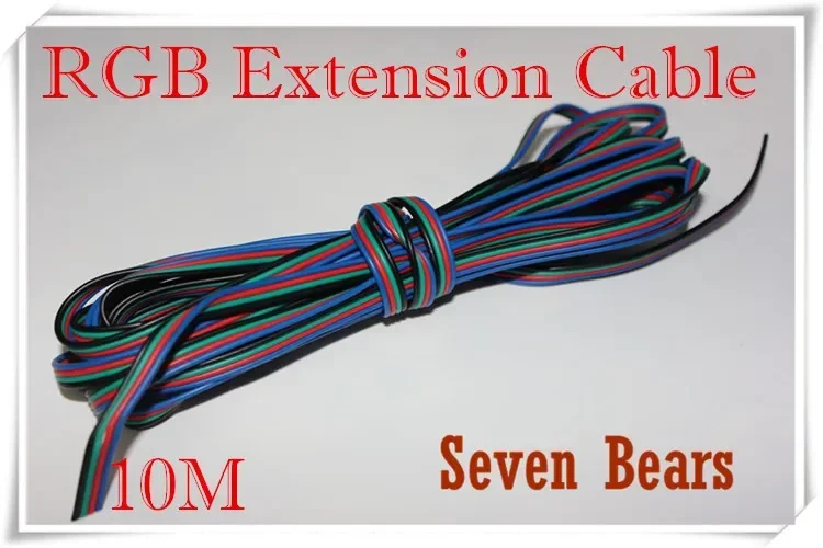 10m 4-polig 2 3 4 5 6-poliger RGB-Verlängerung kabelst ecker 22awg rgb schwarzes Kabel für 5050/3528 RGB-LED-Streifen/Licht/Modul usw.