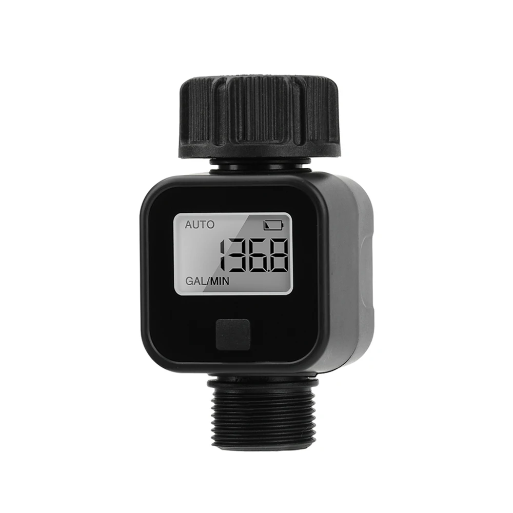 Digital Water Flow Meter 3/4 Inch Thread IPX6 Waterproof LCD 4 Modes For Garden Lawn Agriculture Irrigation Water Counter