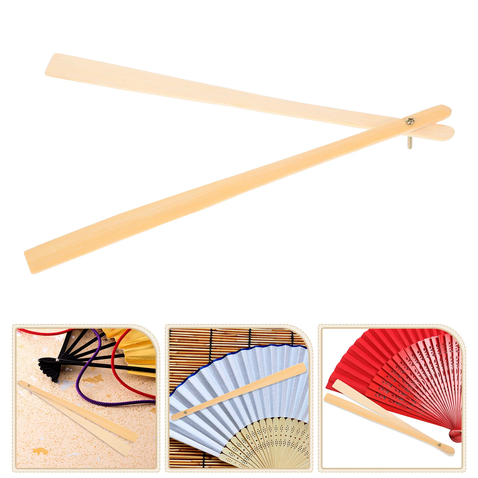 

2Pcs DIY Bamboo Foldable Fan Frame Handcrafted Wood Handle for Weddings Events Daily Use Framed Fans Foldable Daily Use