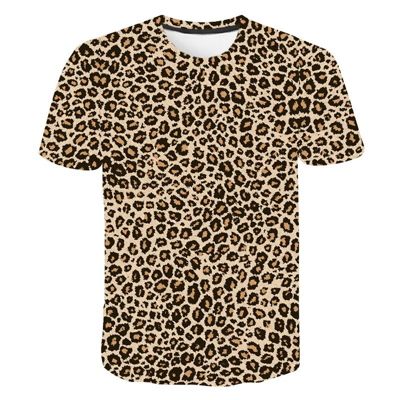 Black and White Leopard Print 3D Printed T-shirt Men\'s Fashionable Street Clothing Sports Breathable Personality Top