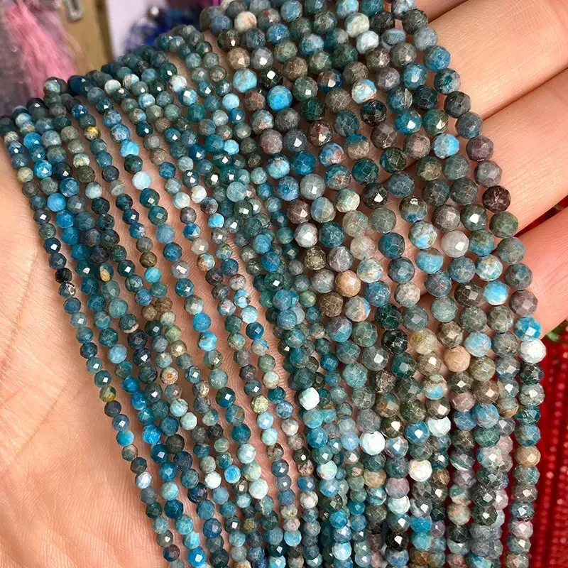 Wholesale 100% Natural Gem Stone African Turquoises Faceted Round Beads For Jewelry Making DIY Bracelet Necklace 2MM 3MM 4MM