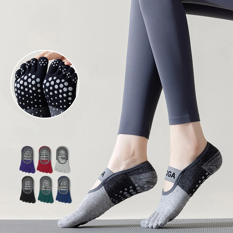 1/5 Pairs Women Five Finger Yoga Socks Non-Slip Professional Pilates Socks Indoor Fitness Sports Socks