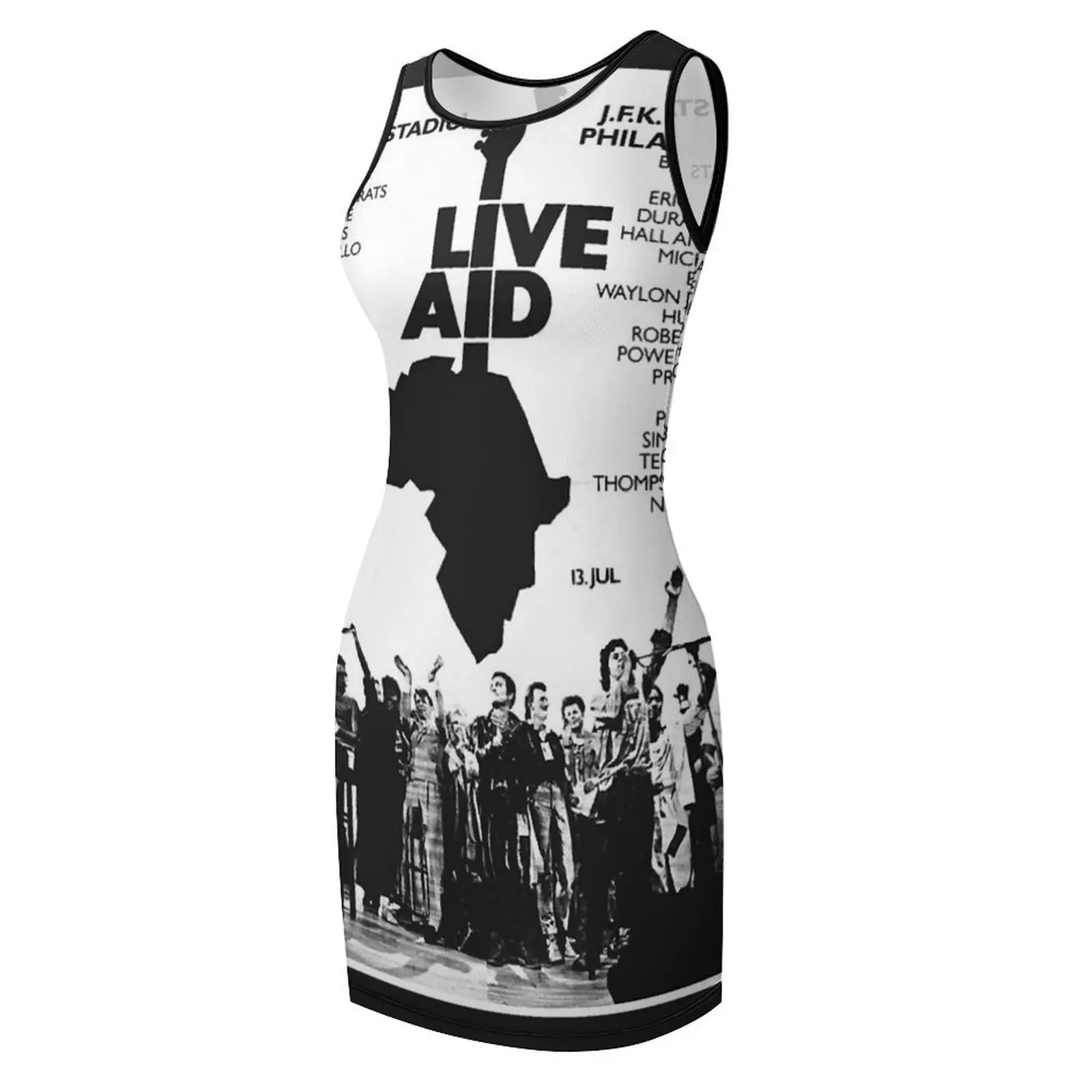 Live Aid "85 تي شيرت كلاسيكي بدون أكمام فستان الشمس الصيفي بدلة نسائية اتجاه الملابس النسائية 2025