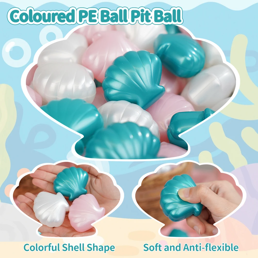 5.5cm 볼풀 공 조개 모양 100개 진주 다색 어린이 놀이용 파티 장난감 크리스마스 장식