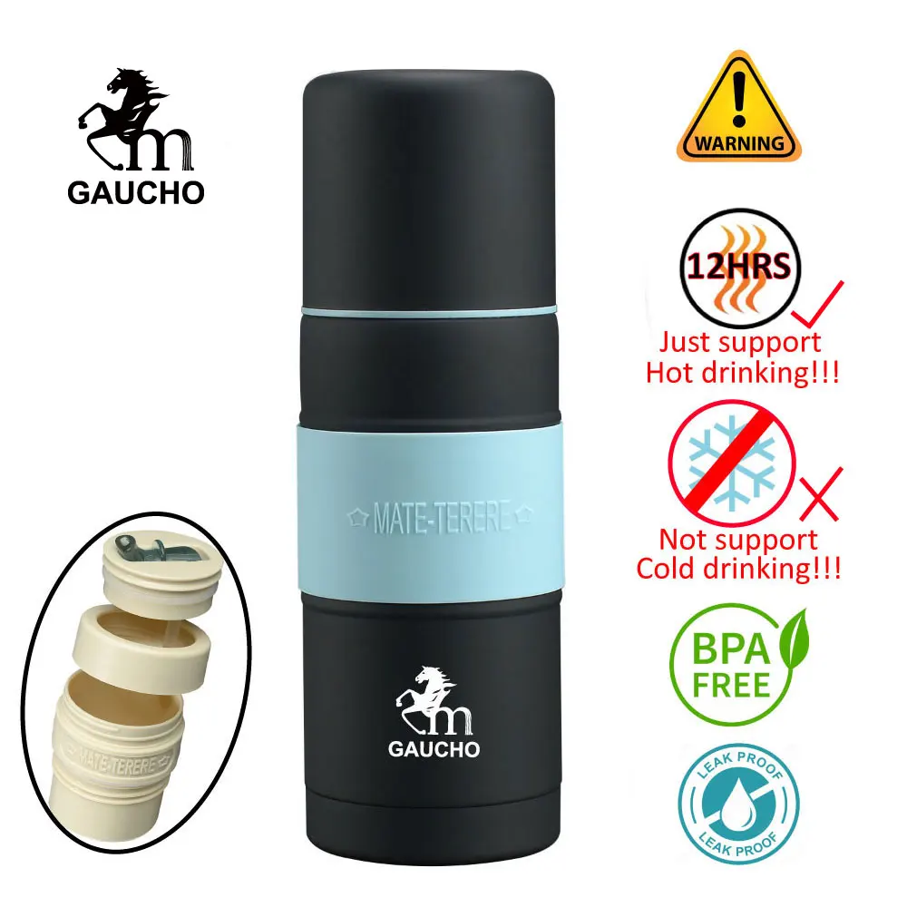 1 Pza/lote termo Gaucho para Yerba Mate, rellenable automáticamente para agua caliente (no para bebidas frías), de acero inoxidable con pico y aislamiento térmico. Compre con precaución.