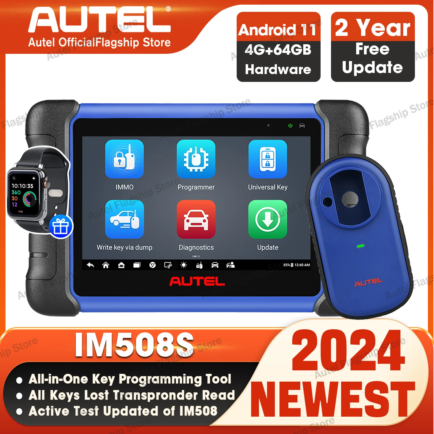 Autel MaxiIM IM508S XP400 PRO Car Key Programming Tool OBD2 Scanner IMMO Key Programmer,Active Test, 28+ Services PK KM100 IM508