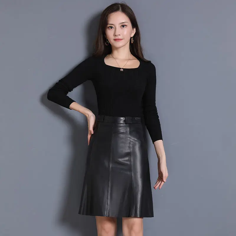 2024 New Spring Autumn A-line Loose-fitting Skirt Women Street Wear High Waist PU Leather  Female Fashion s T803