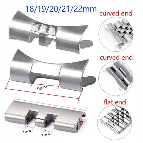 Conector de correa de acero inoxidable para Seiko SKX009 SKX007, adaptador de extremo plano curvo para pulsera Rolex, accesorio de enlace de 18/20/21/22mm