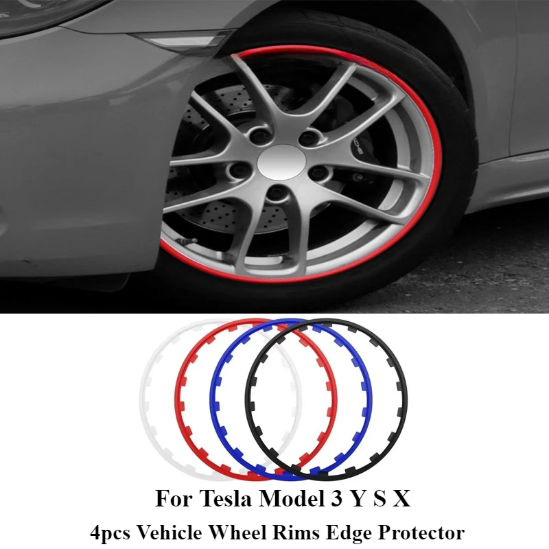 16/17/18/19/20/21Inch Universal 4pcs Vehicle Wheel Rims Edge Protector For Tesla Model 3 Y S X Accessories Ring Tire Guard Strip