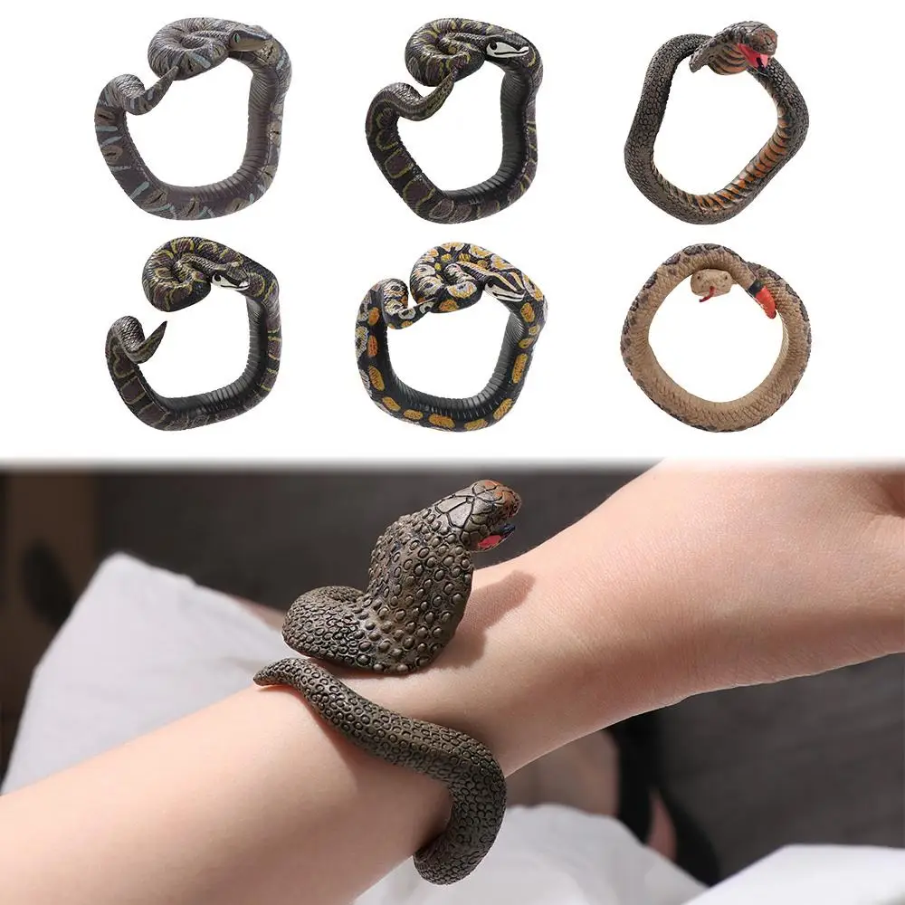 Simulation Snake Python Animal Model Gift For Friends Snake Tricky Toys Snake Bracelet Animal Bangles Simulation Animal Model