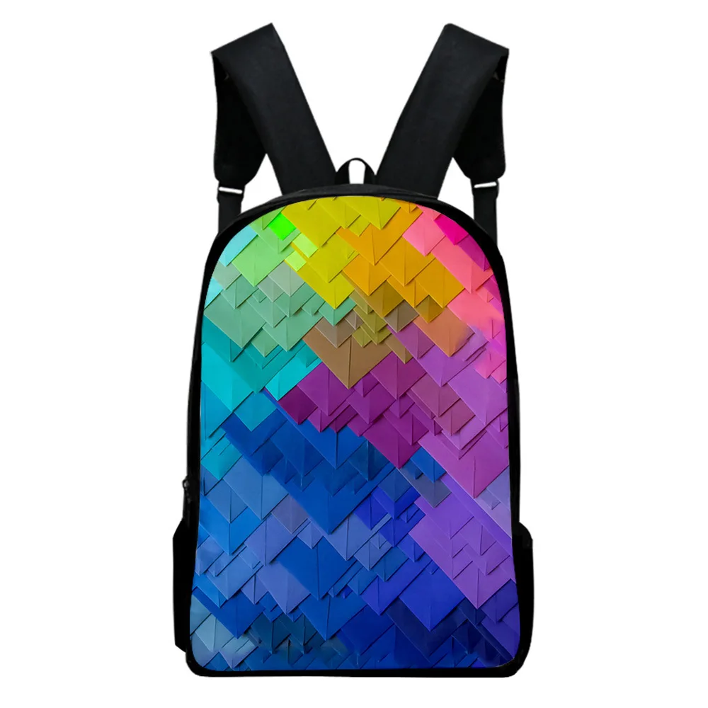 

Classic Popular Funny Creative color blocking Notebook Backpacks pupil School Bags 3D Print Oxford Waterproof Laptop Backpacks