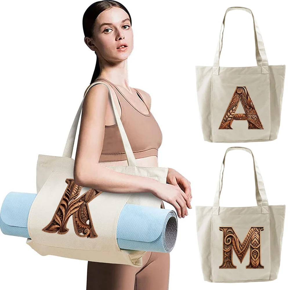 

Canvas Yoga Bag Foldable Single Shoulder Large Capacity Portable Fitness Pilates Equipment Storage Bag Lightweight Easy Manage