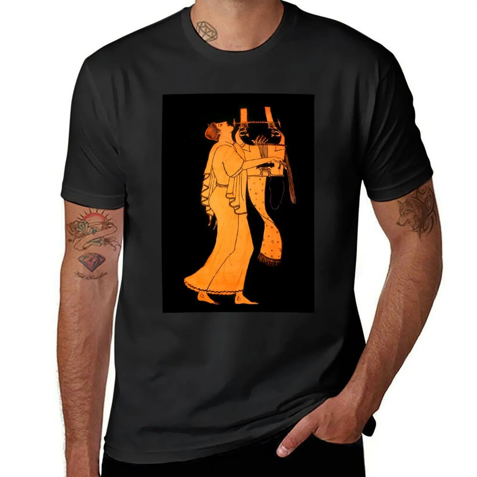 Attic Greek Lyre player by the Berlin Painter T-Shirt customs aesthetic clothes t shirts men