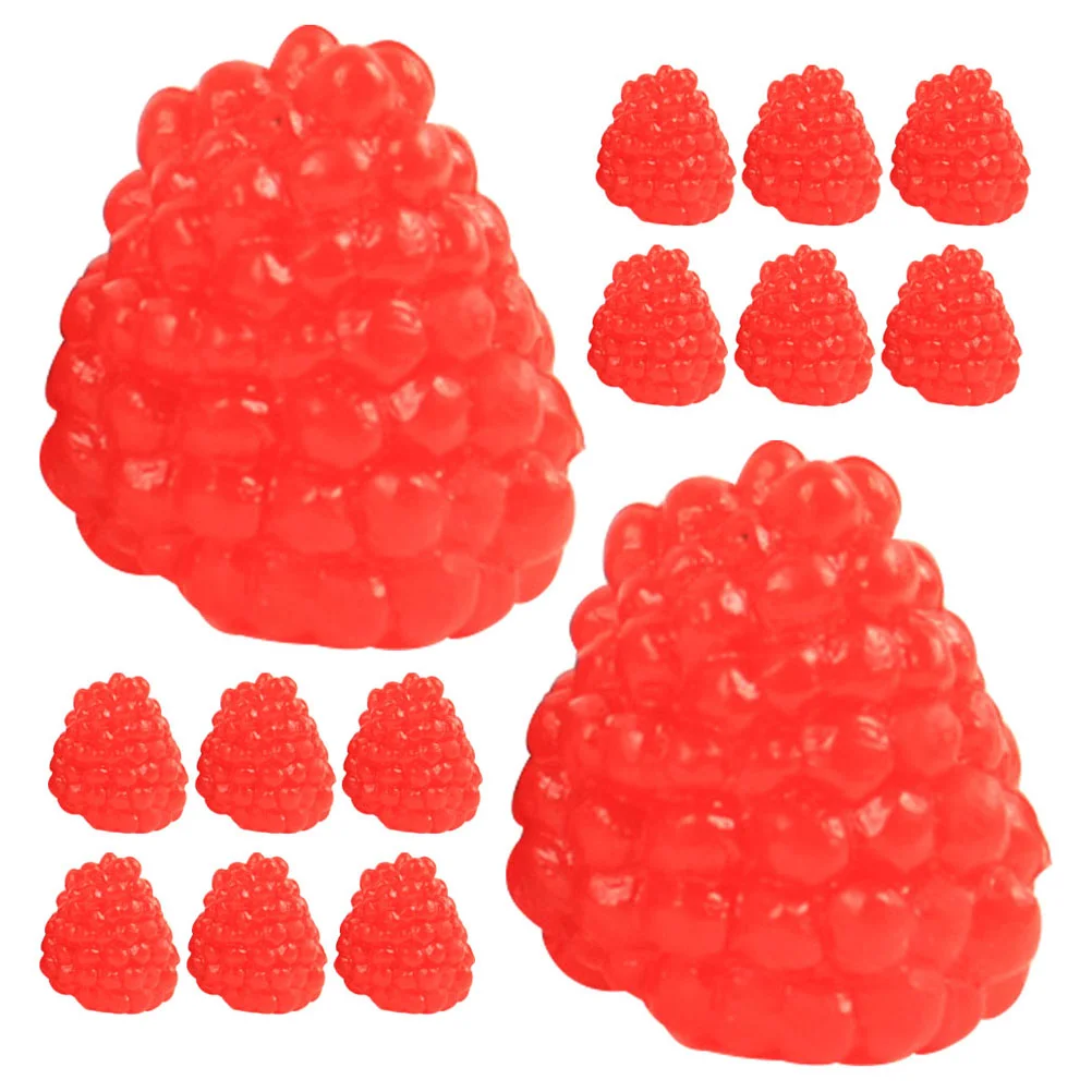 16 Pcs Faux Fruit Simulation Model Decorative Cherry Photo Prop Raspberry Plastic Toy for Kids Red Scene Layout DIY Child