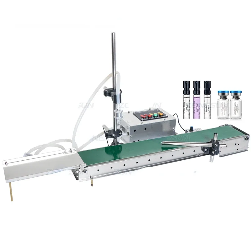 Small Digital Plastic Bottle Soft Drink Juice Perfume Liquid Filling Machine with Conveyor