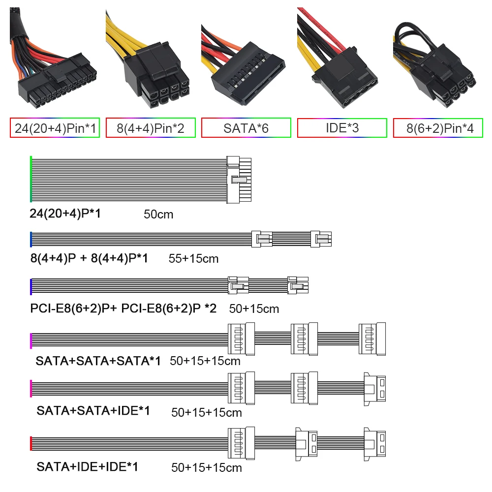 JULONGFENGBAO 110/230 فولت 24Pin Atx Fonte 400 واط 600 واط RGB ملون PSU 12 فولت سطح المكتب لعبة فيديو مصدر إمداد الطاقة #6