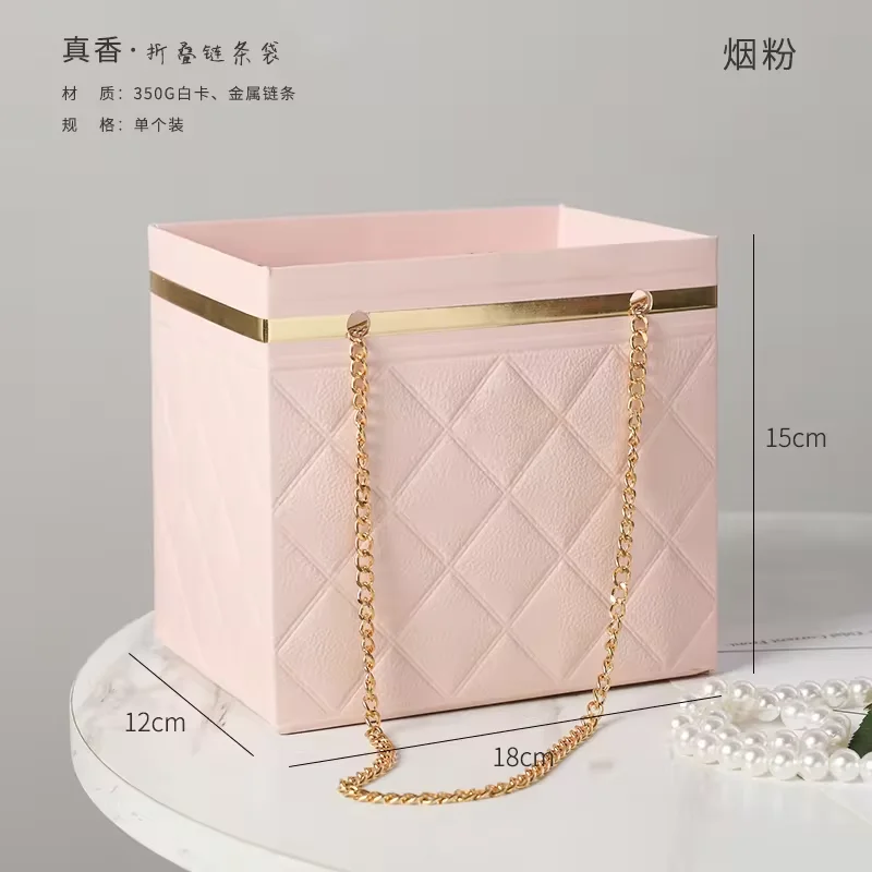 JOYWOOD New product Flower Pink Bag Gift Dried Flower Portable Plastic Bags Bouquet Packaging tote Bags