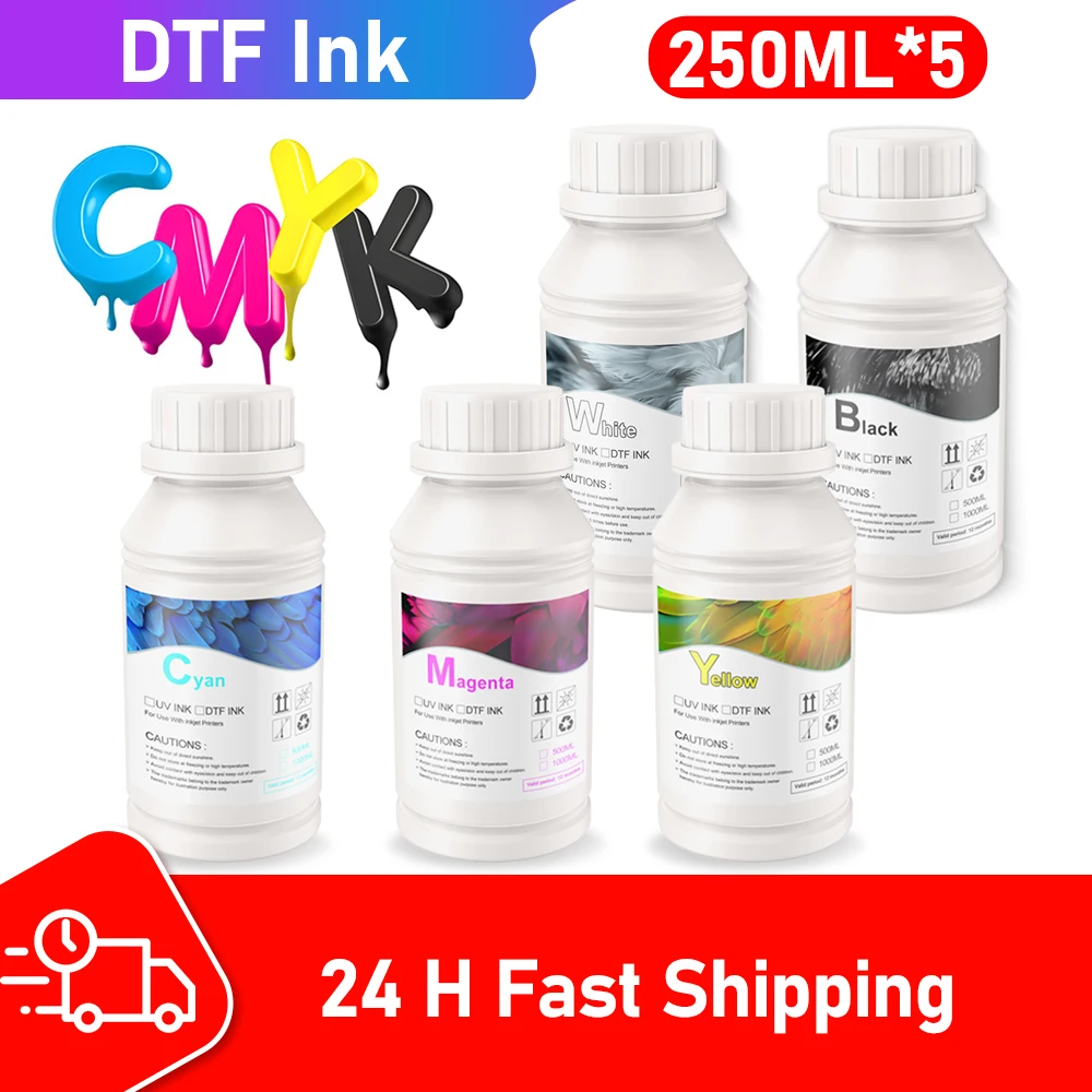 250ML*5 DTF ink for direct transfer film for PET film DTF ink DTF Heat Transfer Printing for Epson XP1500 L1800 R1390 L805 R2400