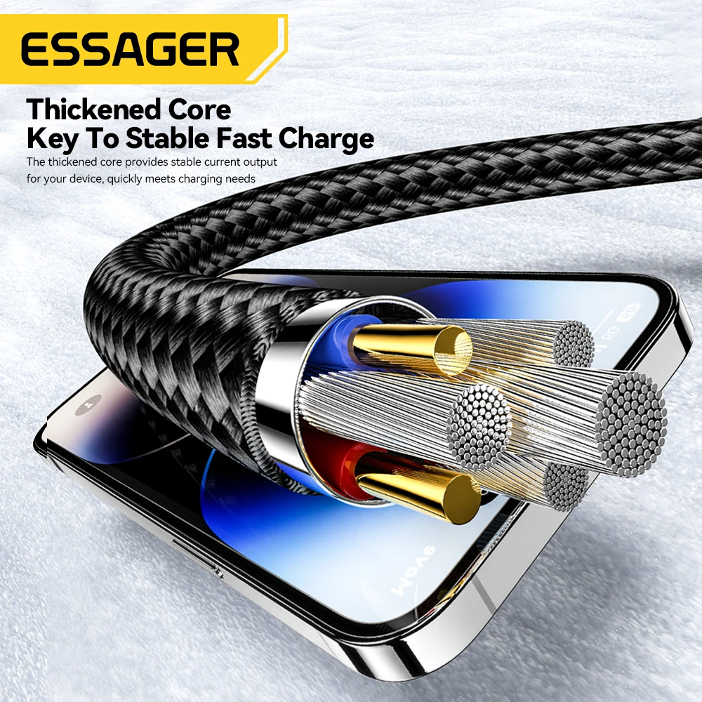 Essager-Cable USB tipo C de carga rápida para móvil, cargador múltiple 4 en 1, 65W, para IPhone 15, 14, 13 Pro Max, Xiaomi, Huawei