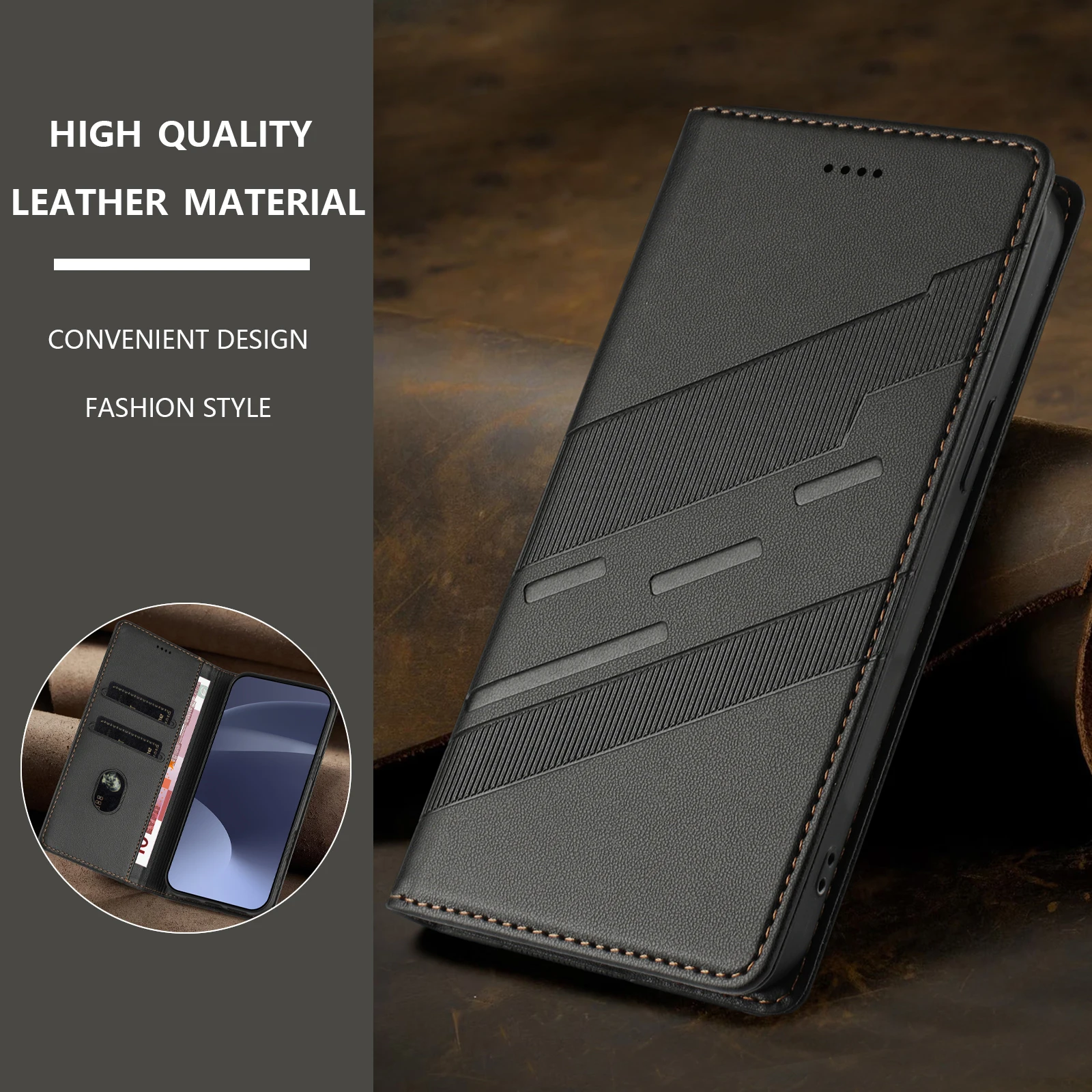 Luxuriöse Handyhülle für Xiaomi Poco X8 X7 X6 X5 Pro F8 F7 F6 F5 Ultra Leder-Kartenetui mit Magnetverschluss Schutzhülle – Detail 2