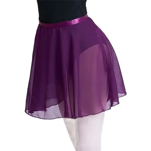 Imagen 2 del producto Falda de baile de Ballet para adultos y niños, vestido de baile de leotardo de práctica con estampado Floral de Color puro de gasa, vestido de baile de Ballet para mujeres